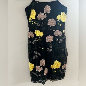 Lulus Rue Black Floral Embroidered Sequin Bodycon Mini Dress. !NEW!
